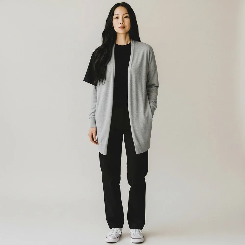 A New Day Heather Gray Open-Front Cardigan ☑️Size L